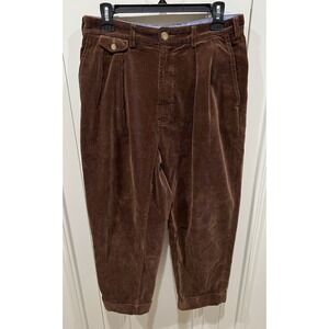 Beams Made In  Japan Corduroy Pants Pleated Cuffed Brown Preppy Professor